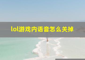 lol游戏内语音怎么关掉