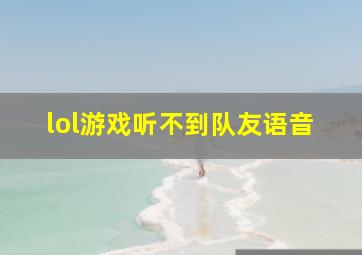 lol游戏听不到队友语音