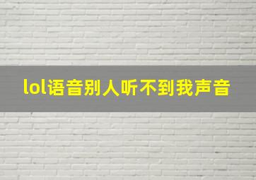 lol语音别人听不到我声音