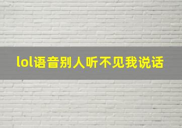 lol语音别人听不见我说话