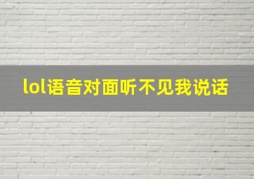 lol语音对面听不见我说话