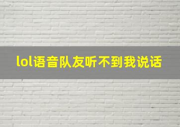 lol语音队友听不到我说话