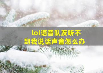 lol语音队友听不到我说话声音怎么办