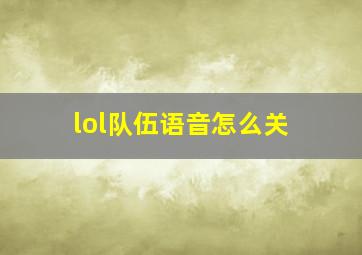 lol队伍语音怎么关