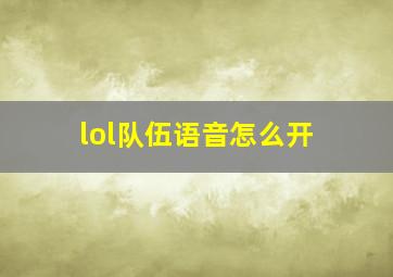 lol队伍语音怎么开