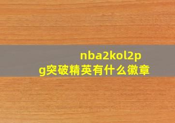 nba2kol2pg突破精英有什么徽章