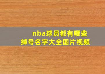 nba球员都有哪些绰号名字大全图片视频