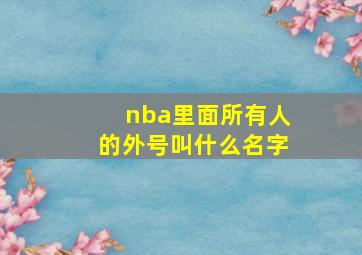 nba里面所有人的外号叫什么名字