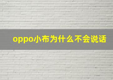 oppo小布为什么不会说话