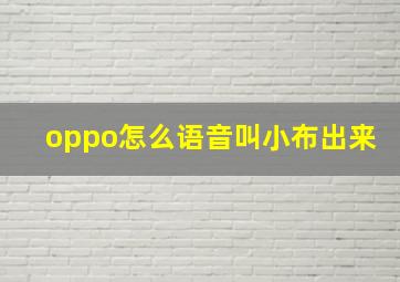 oppo怎么语音叫小布出来