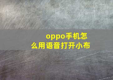 oppo手机怎么用语音打开小布