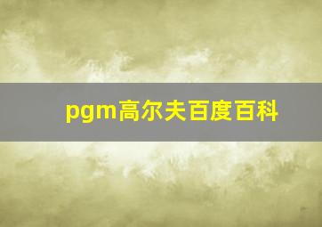 pgm高尔夫百度百科