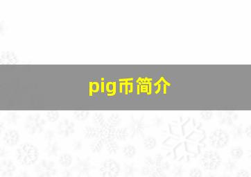 pig币简介