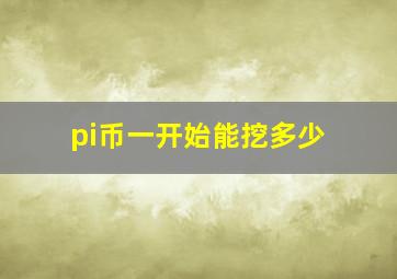 pi币一开始能挖多少