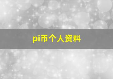 pi币个人资料