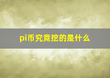 pi币究竟挖的是什么