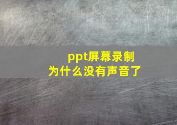 ppt屏幕录制为什么没有声音了