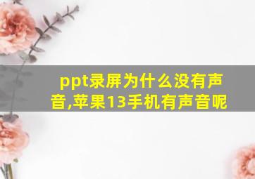 ppt录屏为什么没有声音,苹果13手机有声音呢