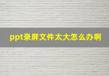 ppt录屏文件太大怎么办啊