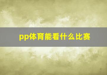 pp体育能看什么比赛