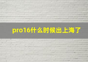 pro16什么时候出上海了