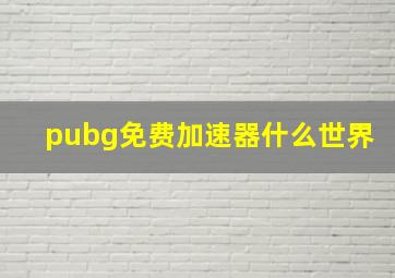 pubg免费加速器什么世界