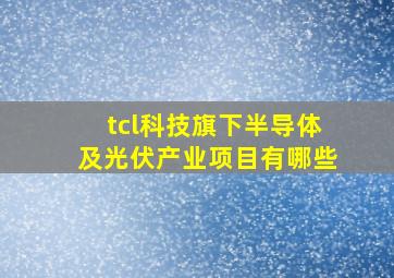 tcl科技旗下半导体及光伏产业项目有哪些