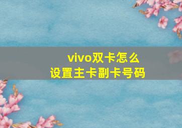 vivo双卡怎么设置主卡副卡号码