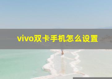 vivo双卡手机怎么设置