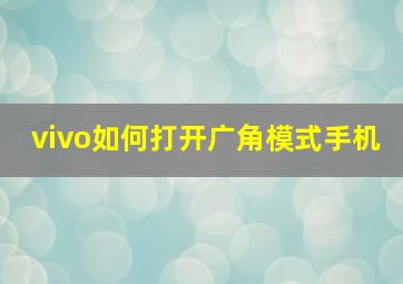 vivo如何打开广角模式手机