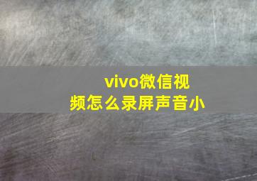 vivo微信视频怎么录屏声音小