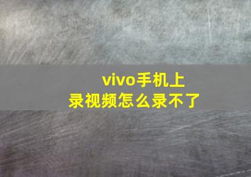 vivo手机上录视频怎么录不了