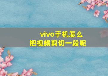 vivo手机怎么把视频剪切一段呢