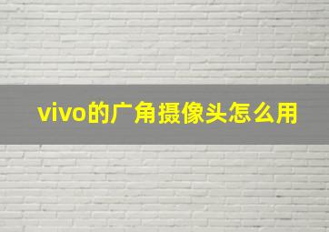 vivo的广角摄像头怎么用