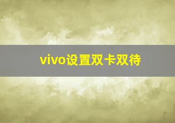 vivo设置双卡双待