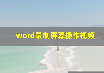 word录制屏幕操作视频