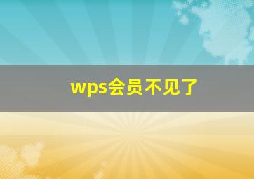 wps会员不见了