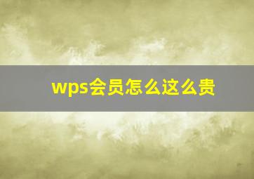 wps会员怎么这么贵