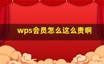 wps会员怎么这么贵啊