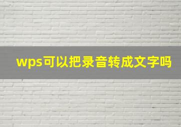 wps可以把录音转成文字吗