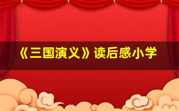 《三国演义》读后感小学