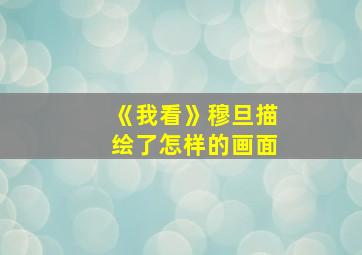 《我看》穆旦描绘了怎样的画面