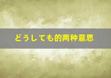 どうしても的两种意思