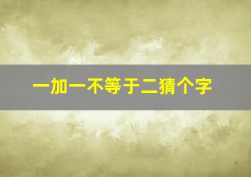 一加一不等于二猜个字