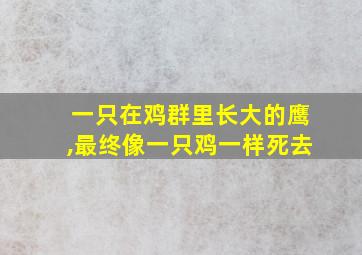 一只在鸡群里长大的鹰,最终像一只鸡一样死去