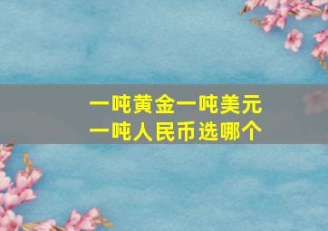 一吨黄金一吨美元一吨人民币选哪个