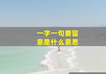 一字一句要留意是什么意思