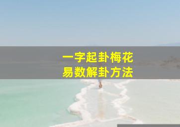 一字起卦梅花易数解卦方法