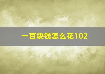 一百块钱怎么花102