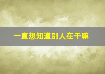 一直想知道别人在干嘛